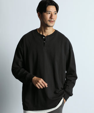 8オンス ヘビーウェイト オーバーサイズ ヘンリーネック ロンT