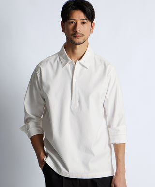 製品染め バックサテン スキッパーシャツ