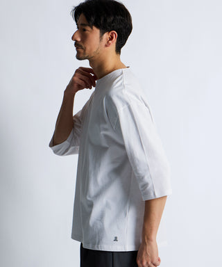 シルキータッチ キーネック 7分袖 Tシャツ