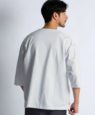 シルキータッチ キーネック 7分袖 Tシャツ