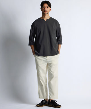 シルキータッチ キーネック 7分袖 Tシャツ