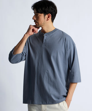 8オンス 7分袖 ヘンリーネックTシャツ