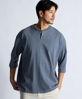 8オンス 7分袖 ヘンリーネックTシャツ