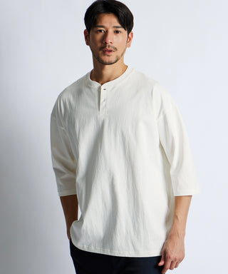 8オンス 7分袖 ヘンリーネックTシャツ