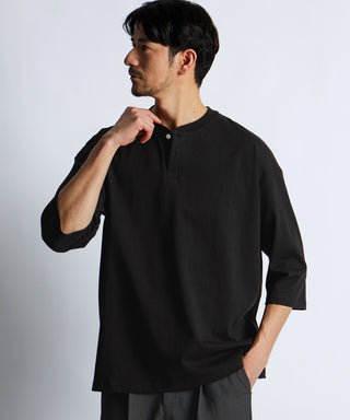 8オンス 7分袖 ヘンリーネックTシャツ