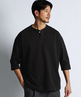 8オンス 7分袖 ヘンリーネックTシャツ