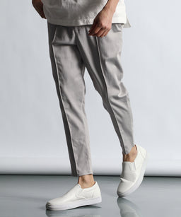 LANVIN サイドライン テーパードスラックス グレー /Z227 ランバンオンブルー LANVIN en Bleu サイドラインレースアップ