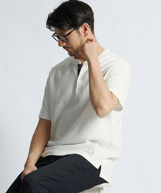 速乾・防シワ・UVカット「COOLFIBER」 バンドカラー  ビジカジ対応 ポロシャツ