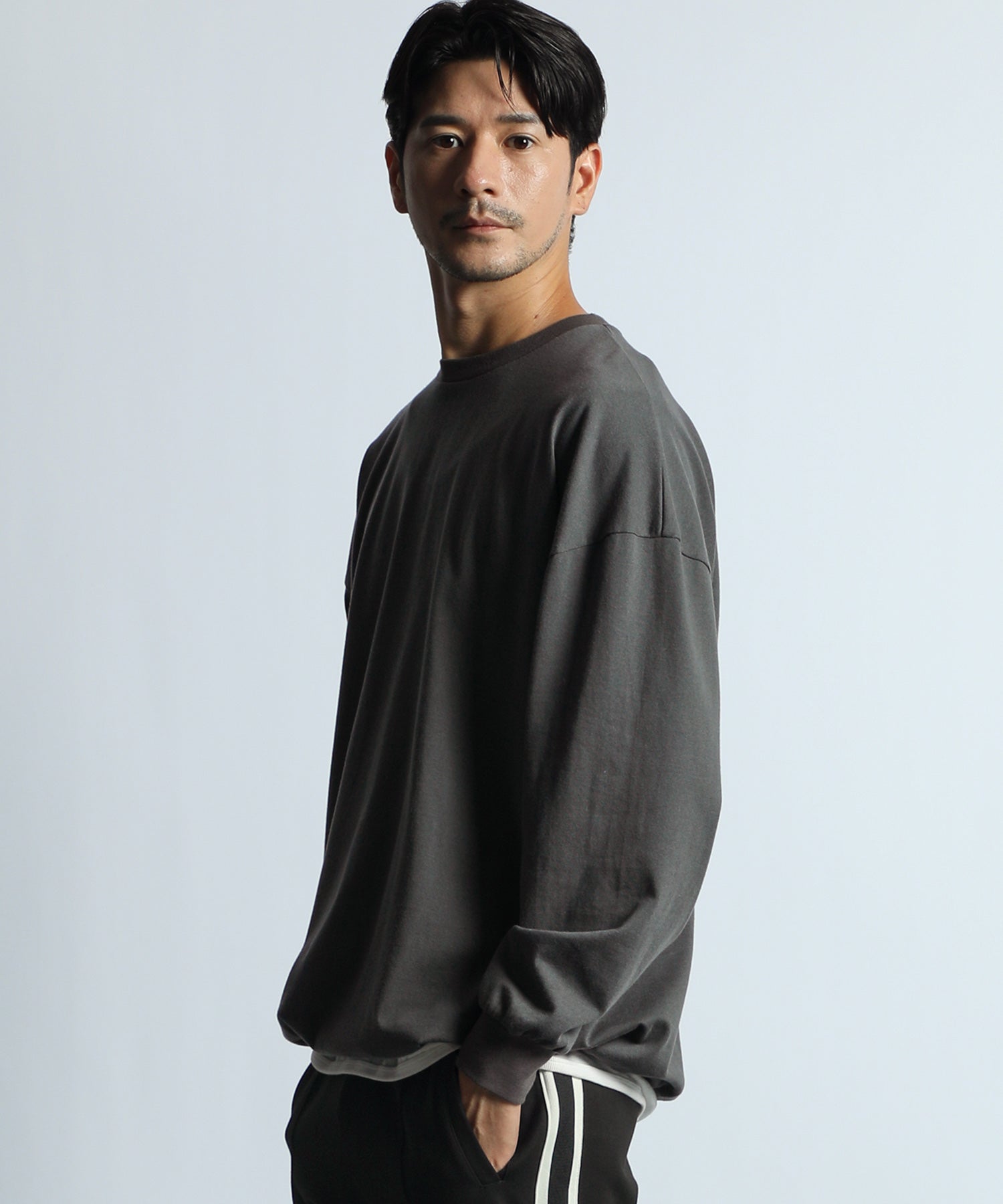 2重編み 裾ドローコード付き ロンT