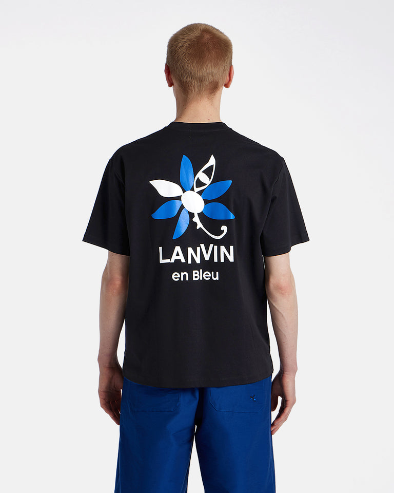 LANVIN en Bleu ブラック　バックプリント　ロゴ　パーカー 38 LANVIN en Bleu ブラック バックプリント ロゴ パーカー 38