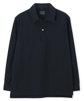 製品染め バックサテン スキッパーシャツ