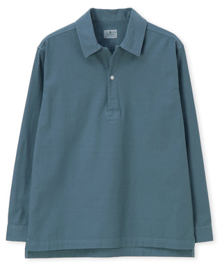 製品染め バックサテン スキッパーシャツ