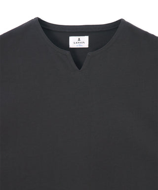 シルキータッチ キーネック 7分袖 Tシャツ