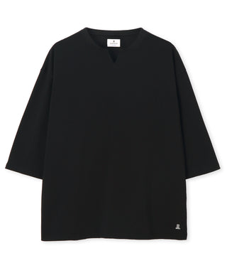 シルキータッチ キーネック 7分袖 Tシャツ