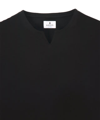 シルキータッチ キーネック 7分袖 Tシャツ