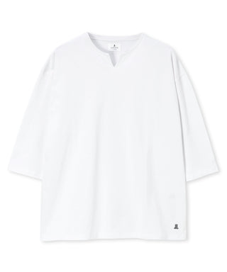 シルキータッチ キーネック 7分袖 Tシャツ