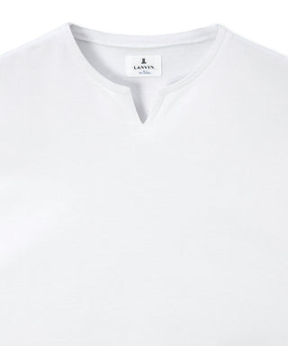 シルキータッチ キーネック 7分袖 Tシャツ